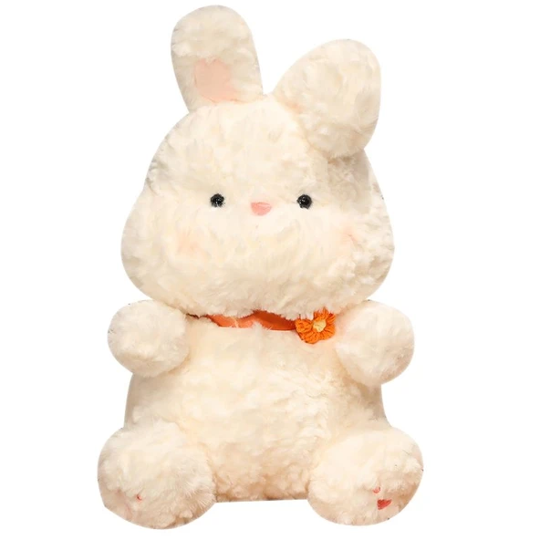 Çiçekli Peluş Tavşan - Pembe Çiçek, 28cm - 12