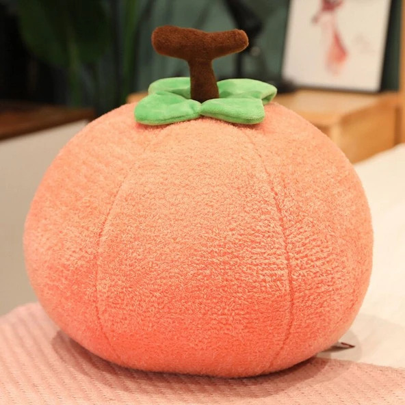 Şanslı Trabzon Hurması Peluş Yastık - Turuncu Pembe 40cm