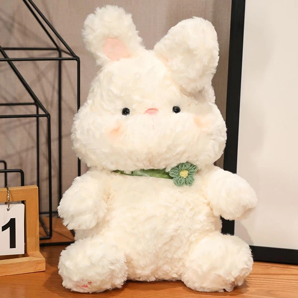 Çiçekli Peluş Tavşan - Yeşil Çiçek, 55cm