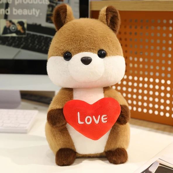 Sarı Çiçekli Sincap Peluş Oyuncak Bebek - 38cm - 9