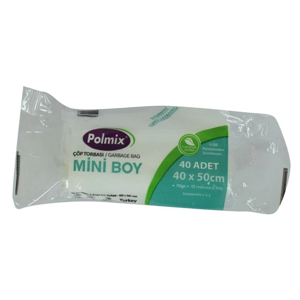 Polmix Mini Boy Şeffaf Çöp Torbası 40x50Cm 70G 12Mikron 10L 40Ad - 5
