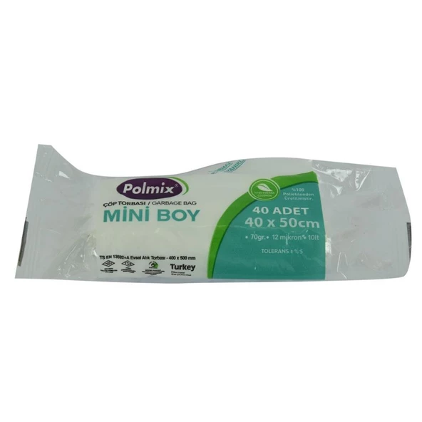 Polmix Mini Boy Şeffaf Çöp Torbası 40x50Cm 70G 12Mikron 10L 40Ad - 4