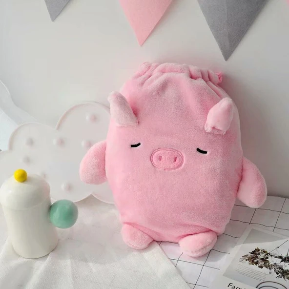Hayvan Figürlü Sıcak Su Torbası Peluş Oyuncak - Sarı Orta Boy - 7