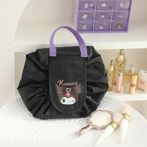 Çizgi Film Peluş Oyuncak Saklama Çantası - Siyah Kuromi 54x65cm
