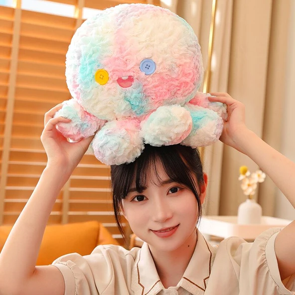 Komik Ahtapot Peluş Oyuncak - Tie-dye Pembe - 23cm
