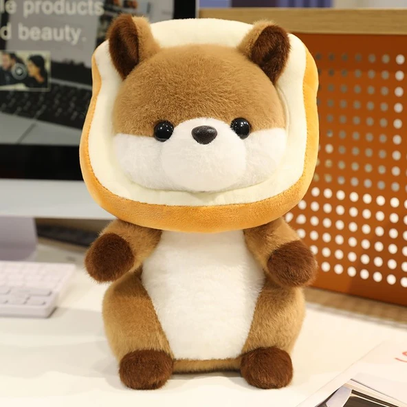 Sarı Çiçekli Sincap Peluş Oyuncak Bebek - 28cm - 5