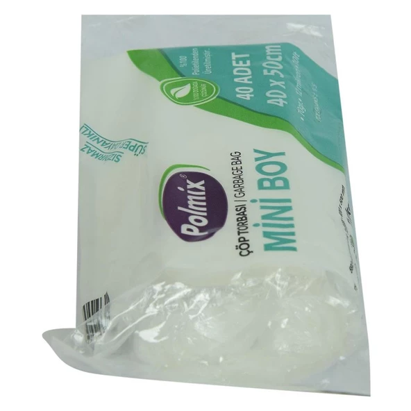 Polmix Mini Boy Şeffaf Çöp Torbası 40x50Cm 70G 12Mikron 10L 40Ad - 3