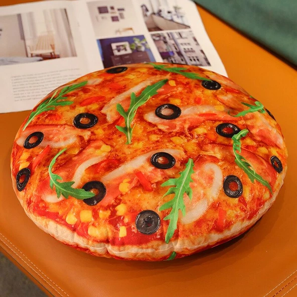 Pizza Peluş Yastık - Bacon'lı Pizza - 40cm