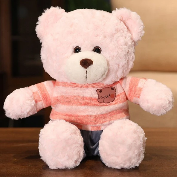Elbiseli Oyuncak Ayıcık 40cm - Pembe Ayı Pembe Elbise - 5