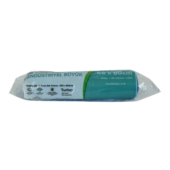 Polmix Büyük Boy Mavi Çöp Torbası 65x80Cm 150Gr 30Mik 50Lt 10lu - 2
