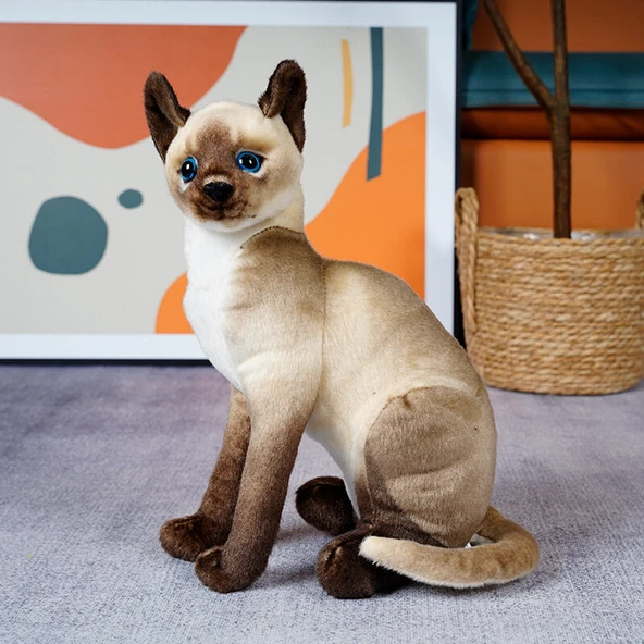Oturan Siyam Kedisi Peluş Oyuncak - 45cm