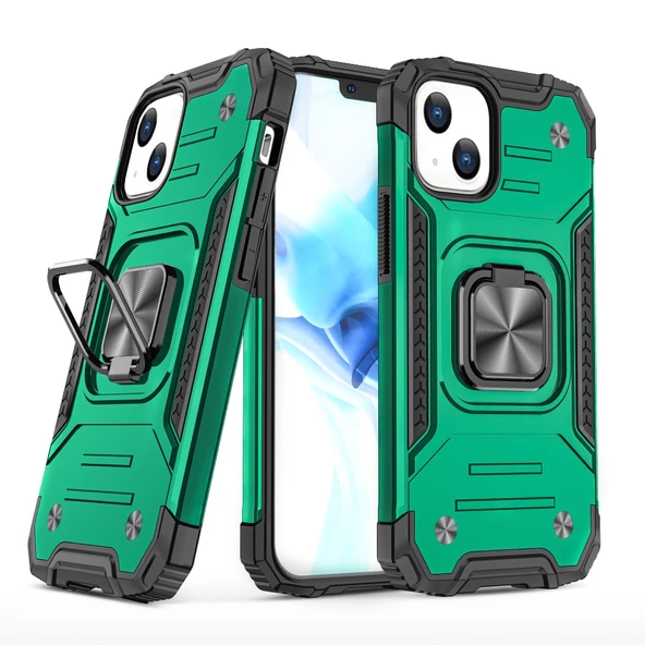 iPhone 13 Mini Kılıf Kickstand Ring Tam Koruma Kapak - 6