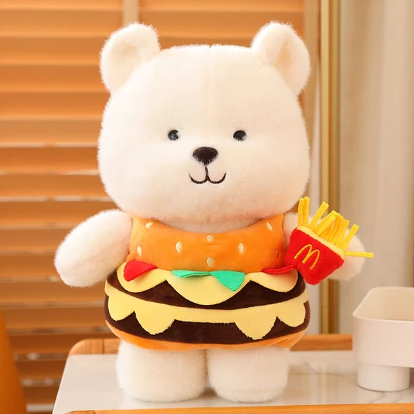 Hamburger Ayı Peluş Oyuncak - Resim Rengi - 45cm
