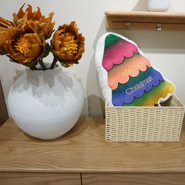 Işıltılı Noel Ağacı Peluş Yastık - Stil 4 - 37x50cm - 11