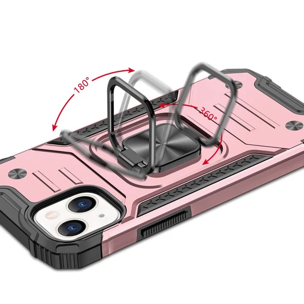 iPhone 13 Mini Kılıf Kickstand Ring Tam Koruma Kapak - 11