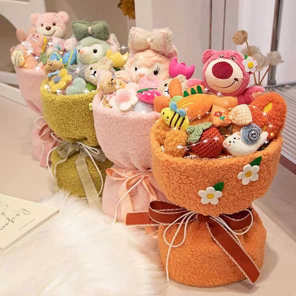 Çizgi Film Peluş Oyuncak Buketi - Yeşil Ayı 40x23cm - 6