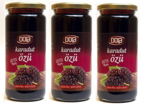 Dola Karadut Özü 640 g 3 Adet Glutensiz, Soğuk Pres, Şeker İlavesiz