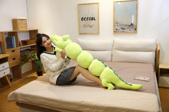 Timsah Peluş Yastık - Yeşil 80cm