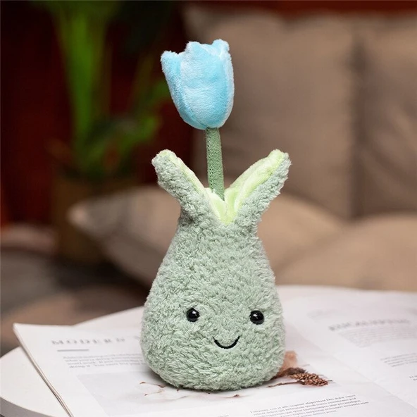 Saksıda Lale Peluş Oyuncak - Mavi - 22x8cm