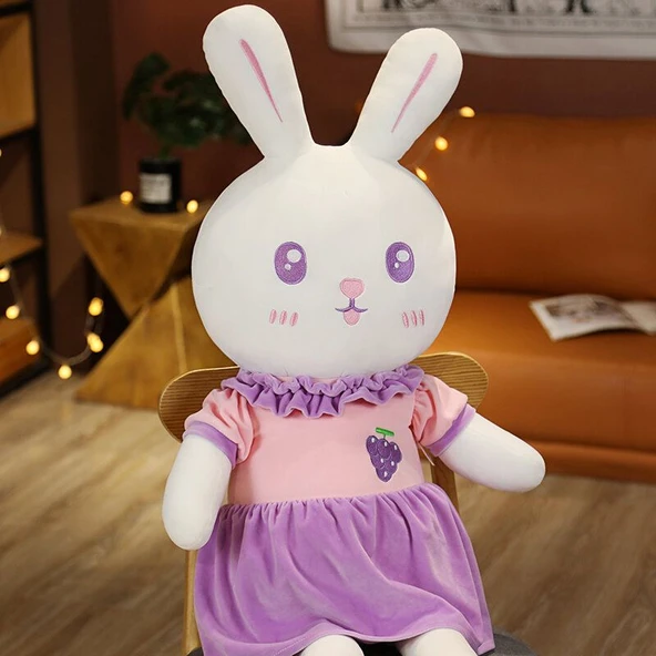 Meyve Çifti Tavşan Peluş Oyuncak - Mor 45cm