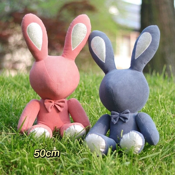 Elmas Tavşan Peluş Oyuncak - Koyu Mavi 50cm Bebek