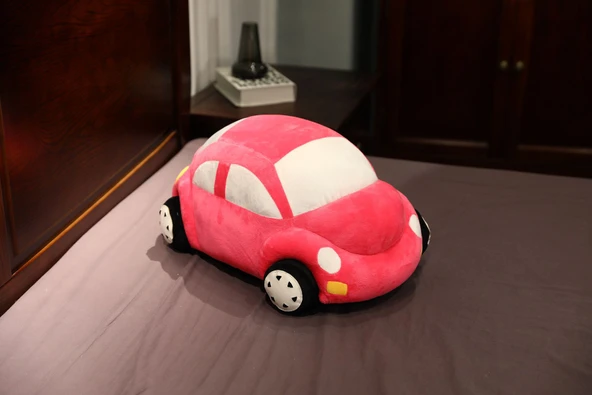 Çizgi Film Araba Peluş Yastık Oyuncak Bebek Minder - Pembe 45cm