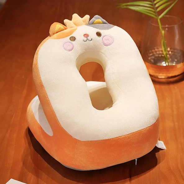 Kedi Tasarımlı Uyku Yastığı Peluş Oyuncak - 30x25x25cm