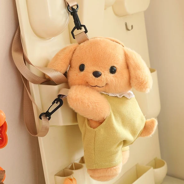 Sevimli Köpek Peluş Sırt Çantası - Kahverengi - 30cm