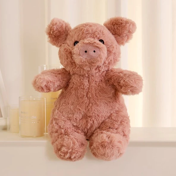 Çizgi Film Orman Hayvanı Peluş Oyuncak - Pembe Domuz 25cm