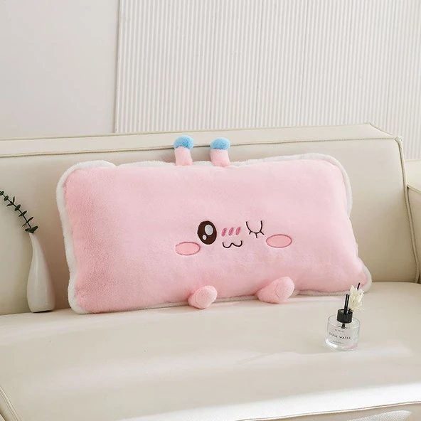 Sevimli İfade Peluş Yastık - Pembe - 70cm