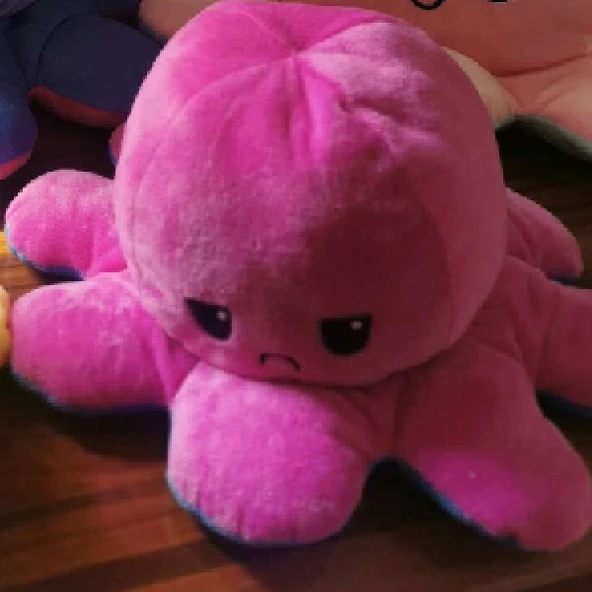 Çift Taraflı Ahtapot Peluş Oyuncak Bebek Uyku Yastığı - Mor + Mavi - 20cm