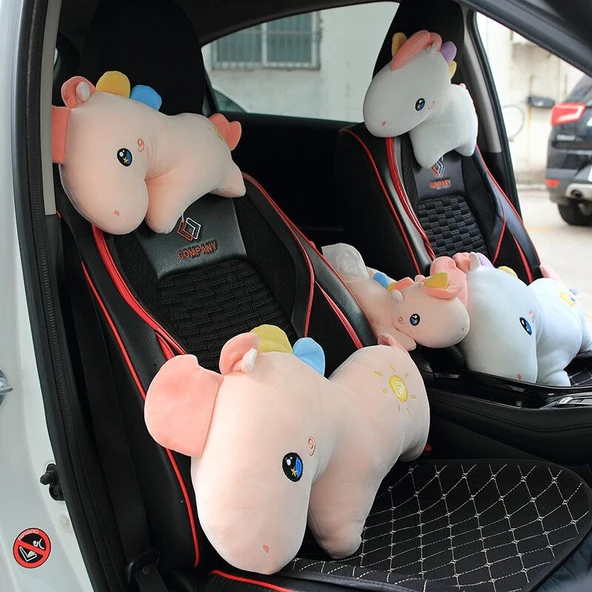 Renkli Unicorn Boyun Yastığı 44cm - Araba Peluş Aksesuar - 4
