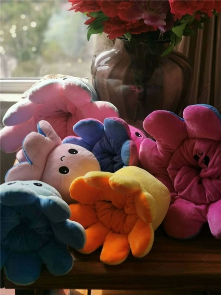 Çift Taraflı Ahtapot Peluş Oyuncak Bebek Uyku Yastığı - Mavi + Yeşil - 40cm - Resim 12