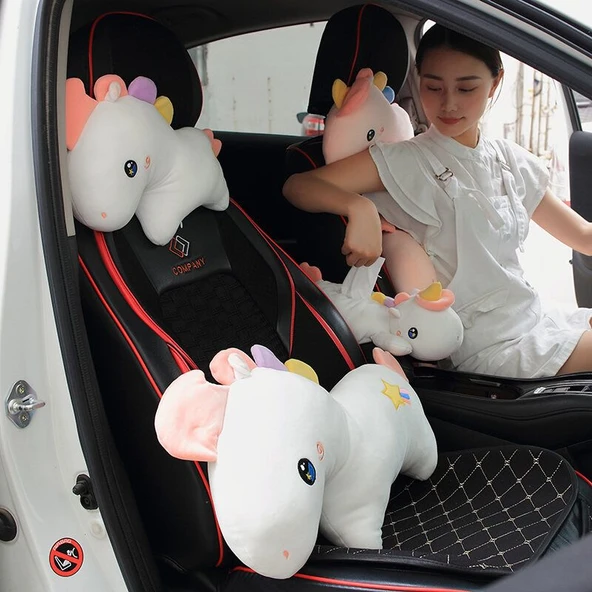 Renkli Unicorn Boyun Yastığı 44cm - Araba Peluş Aksesuar - 9