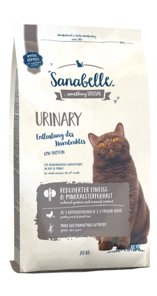 Sanabelle Urinary Glutensiz Düşük Tahıllı Hasas İdrar Sistemine Sahip Kediler için Yetişkin Kedi Maması 2X1 Kg. Açık Mama