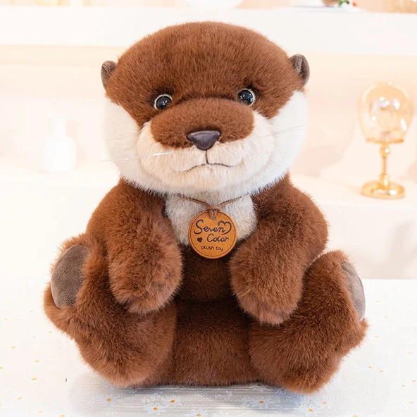 Oturan Su Samuru Peluş Oyuncak - Kahverengi - 26cm