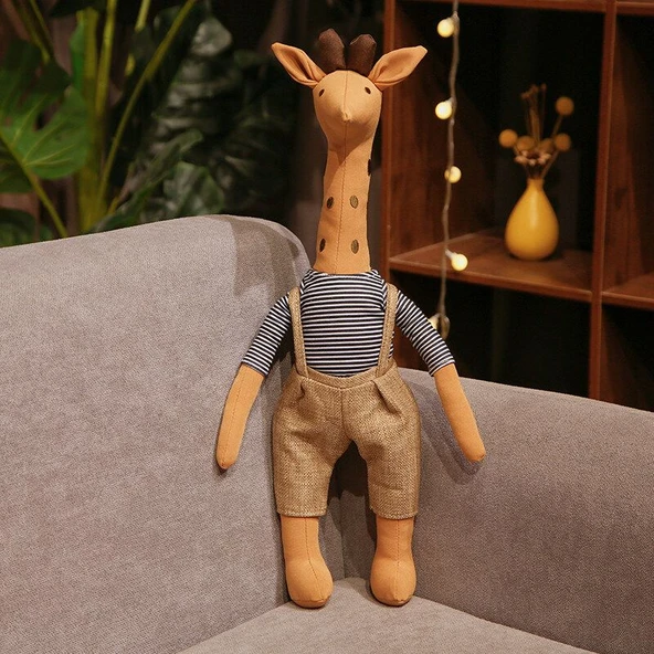 Peluş Hayvan Yatıştırma Oyuncağı - Siyah ve Beyaz Zürafa 40cm