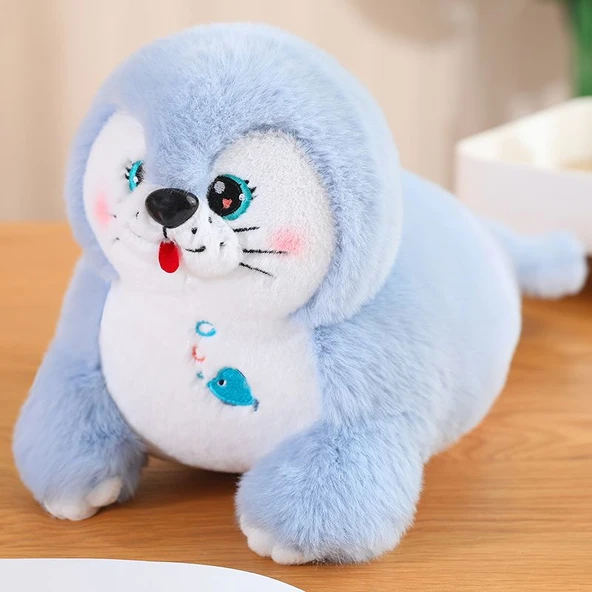 Peluş Deniz Foku Oyuncak - Mavi - 35cm