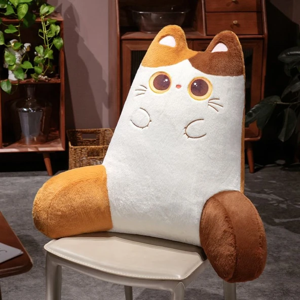 Alaca Kedi Peluş Bel Yastığı - 65x70cm