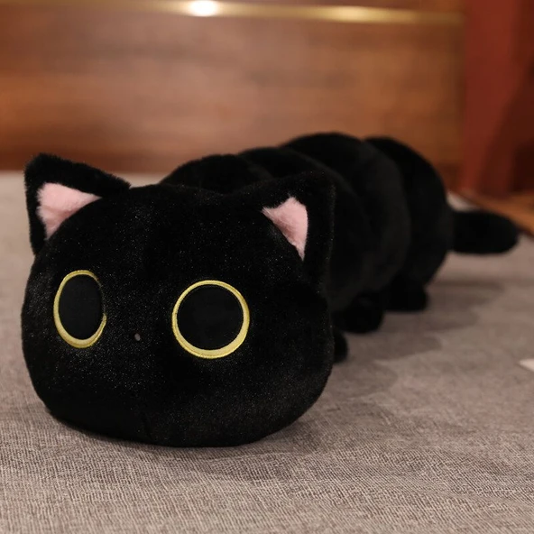 Çizgi Film Anime Kedi Böcek Peluş Oyuncak - Siyah - 1.3m