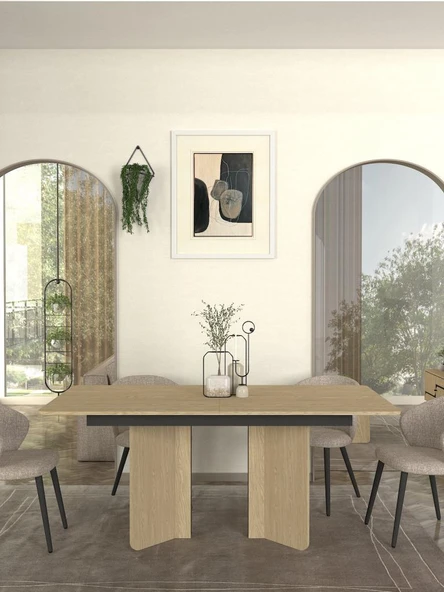 Dekorister Lava Yemek Masası Rota - Antrasit 180cm