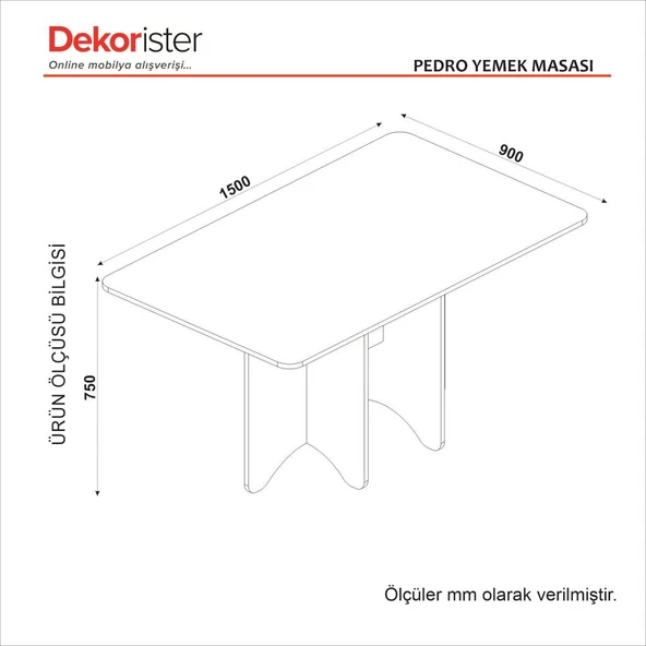 Dekorister Pedro Yemek Masası Antrasit - Rota 150cm - 8