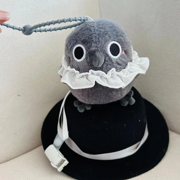 Komik Karga Kardan Adam Peluş Kolye - Koyu Gri İyi Karga - 12cm