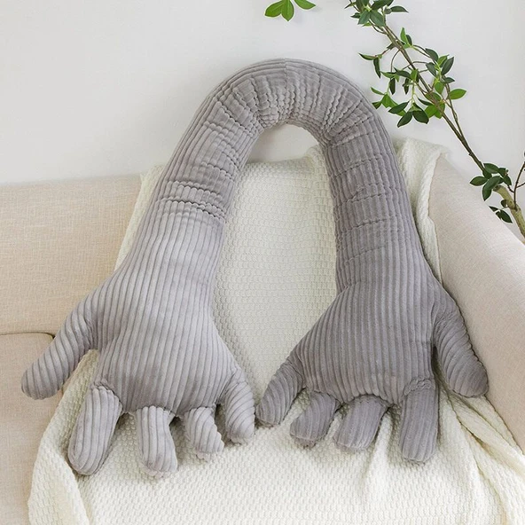 Gri El Şeklinde Peluş Yastık - 160cm
