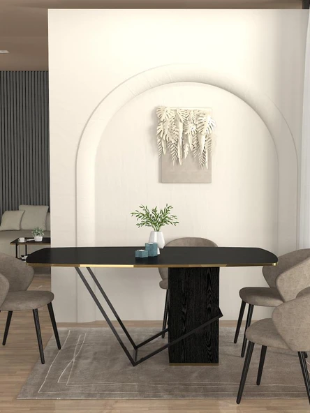 Dekorister Drada Yemek Masası Senkronsiyah 180cm
