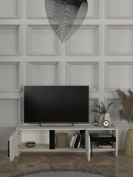 Dekorister Venera Tv Sehpası Kumtaşı - Senkronsiyah 150 cm - 3
