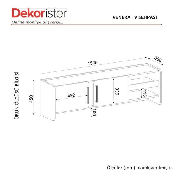 Dekorister Venera Tv Sehpası Kumtaşı - Senkronsiyah 150 cm - 8