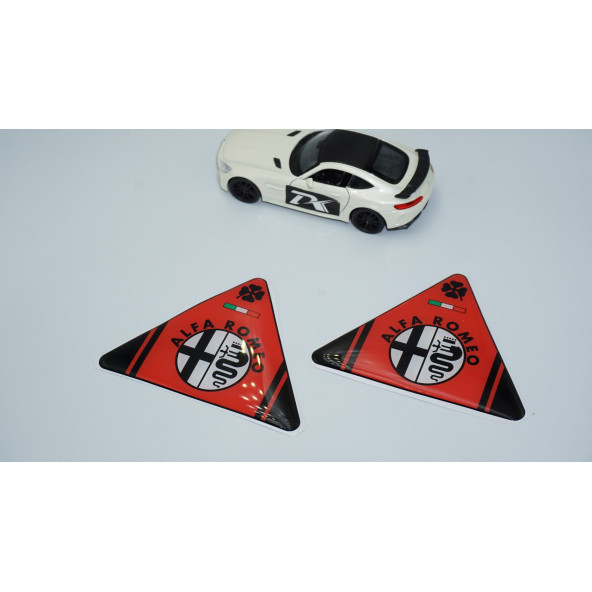DK Tuning Alfa Romeo Yonca Logo Yan Çamurluk 3D Kırmızı Damla Logo Amblem Seti - 2