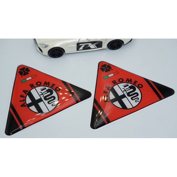 DK Tuning Alfa Romeo Yonca Logo Yan Çamurluk 3D Kırmızı Damla Logo Amblem Seti - 4