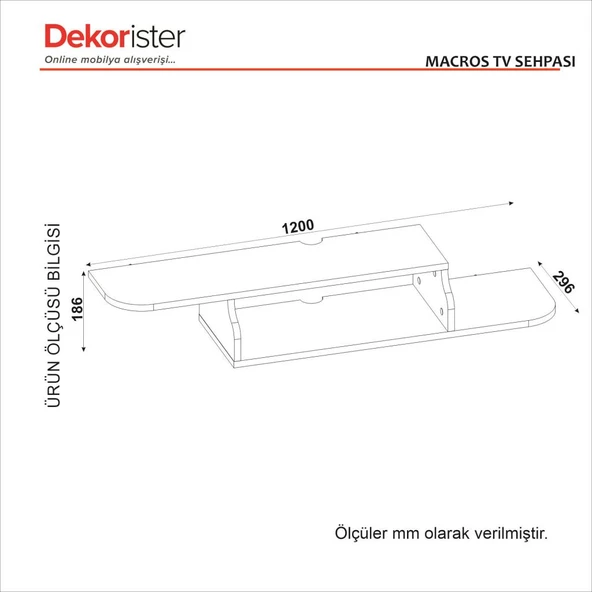 Dekorister Macros Tv Sehpası Beyaz 120 cm - Resim 8